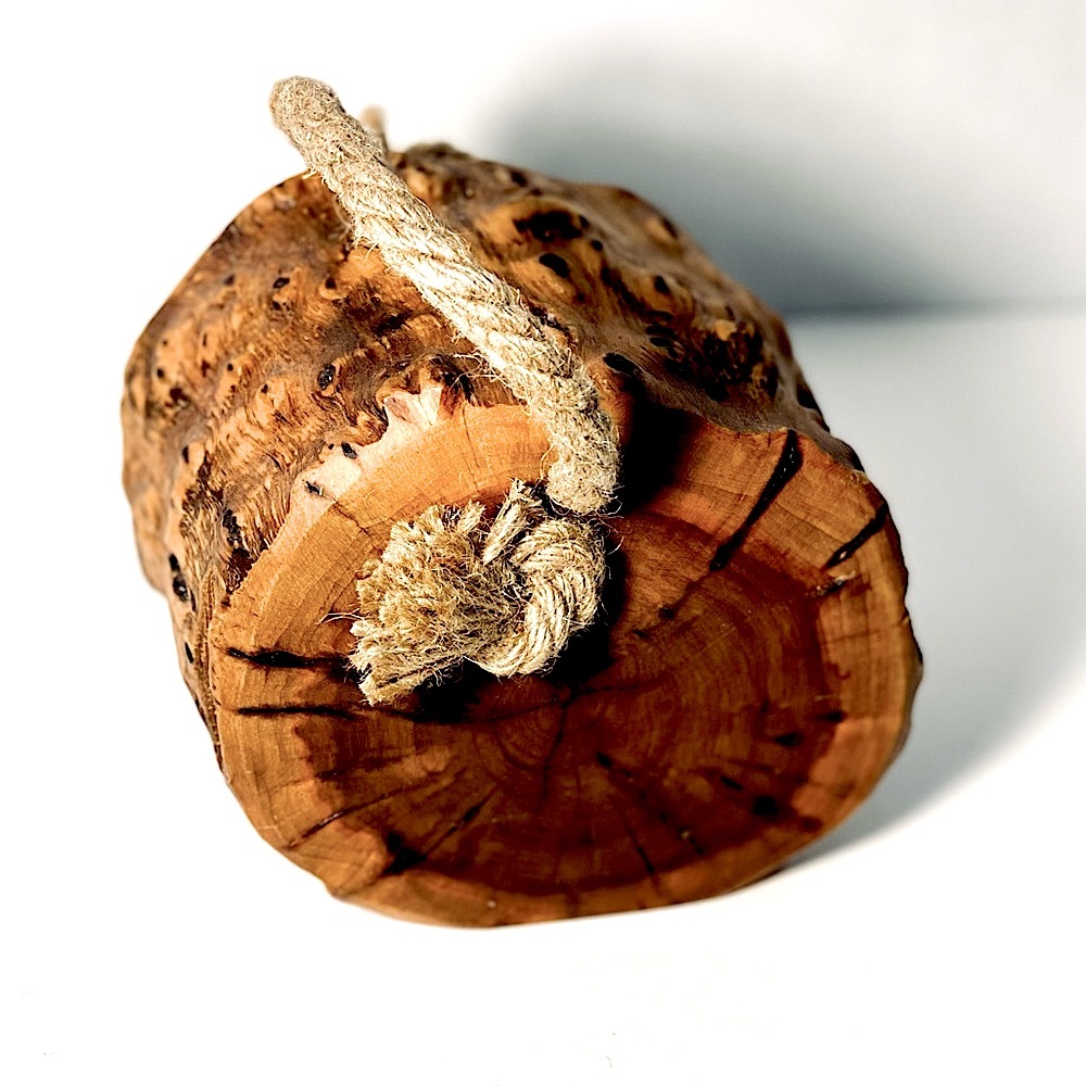 DECORATIVE RUSTIC WOOD CHUNK SLAB WITH ROP